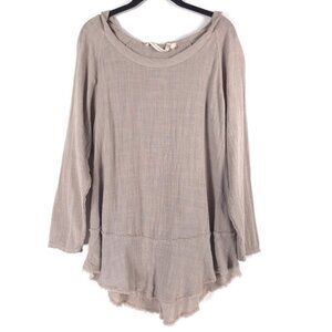 Soft Surroundings Tan Gauze Hooded Tunic Top Made in USA 🇺🇸 Style 2AD95 MEDIUM